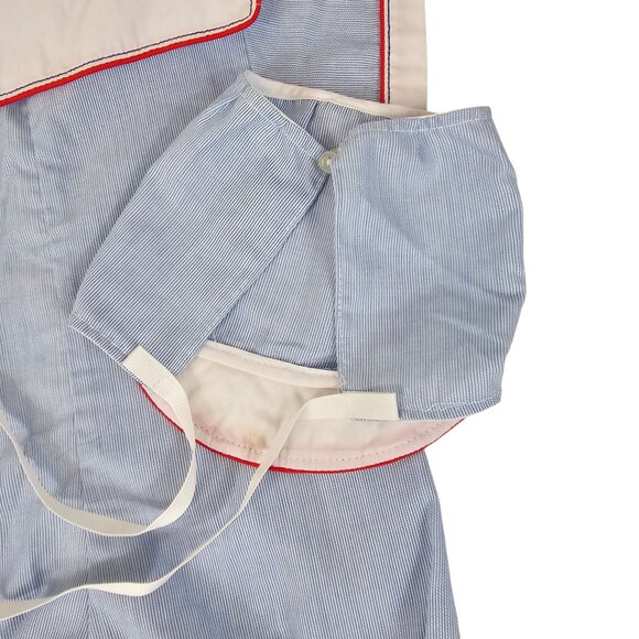 VTG Tiny Tots Original Light Blue/White Striped 3-6M Baby Romper/Jumpsuit + Hat - Picture 6 of 15